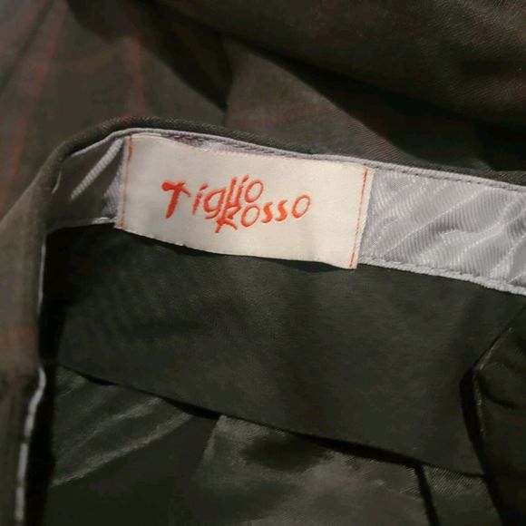 Tiglio Rosso Suit Pants Size Mens 36 Red Black Windowpane Plaid - Picture 3 of 6